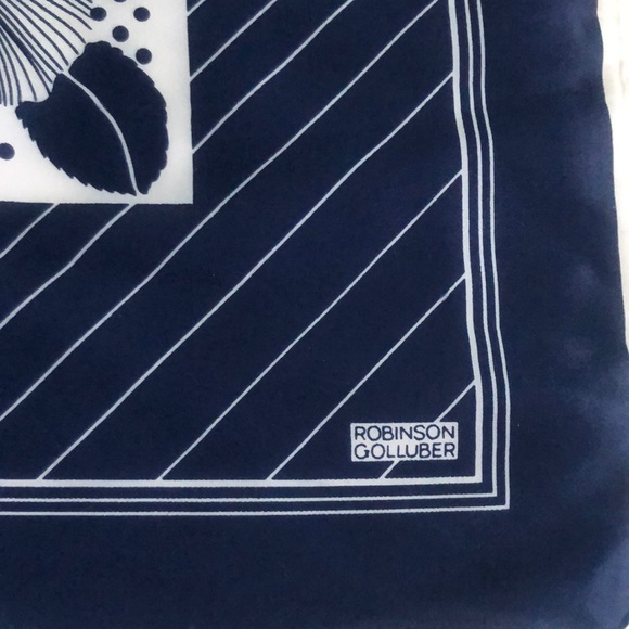 VTG Robinson Golluber Patchwork square scarf Blue White - Picture 3 of 10